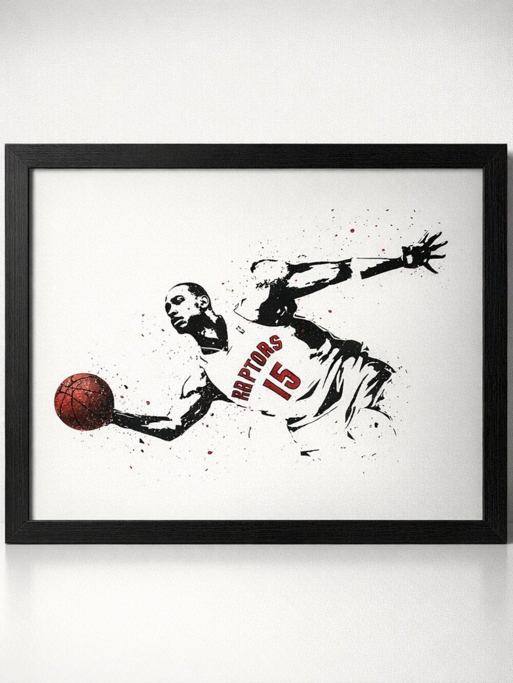 Vince Carter 15 Toronto Raptors Splatter Art Framed Print VC Half-Man Amazing
